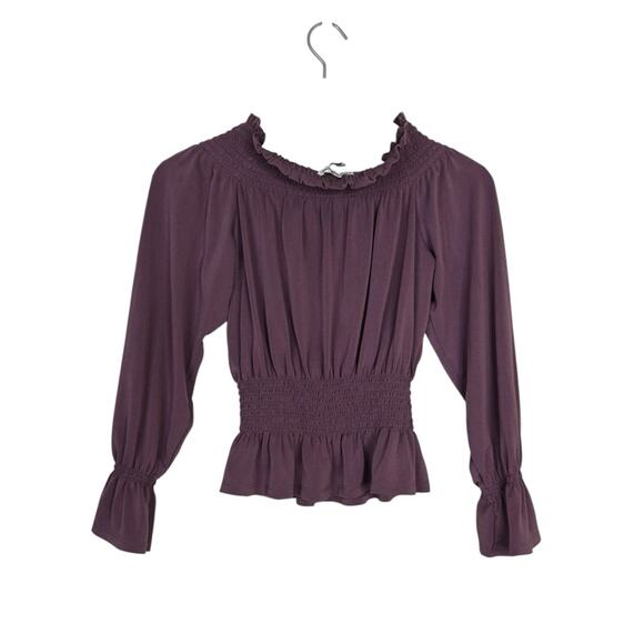 Express One Eleven Women's XS Dark Purple Peasant Top - Picture 2 of 9